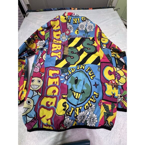 Reason Brand Half Zip Anorak Bright Flower Power Mesh Lined Windbreaker M - Picture 9 of 12